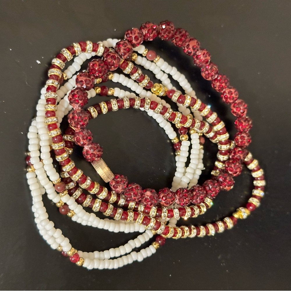 Burgundy and Gold Bracelets